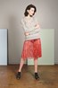 Cameo Sweater - Grey Marle. Arch Skirt - Cherry.